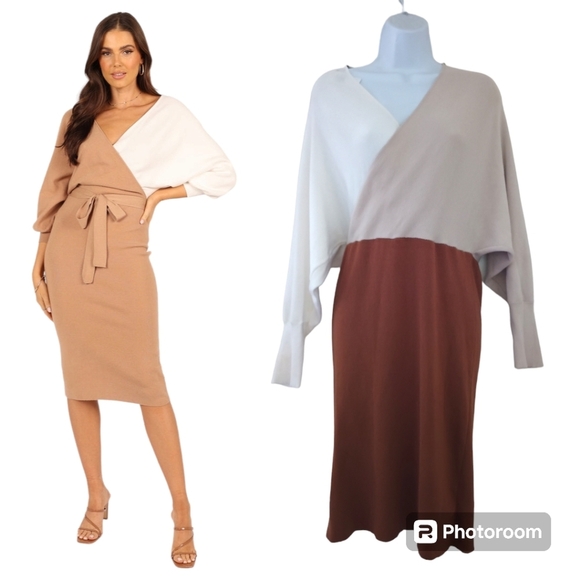 Almost Famous Block Neutral Color Long sleeve Dress . Size XL - Picture 3 of 13